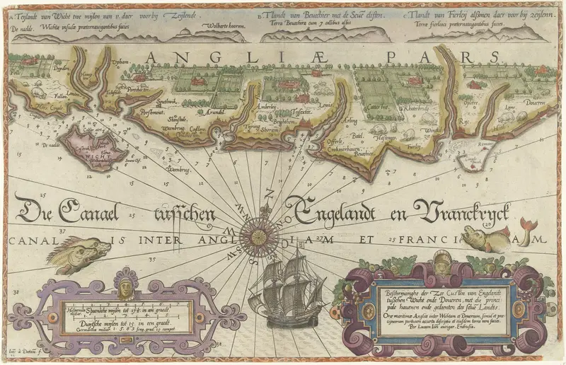 Kaart van de Engelse kust tussen de Isle of Wight en Dover Wall Art by Unknown - High-Resolution Digital Print