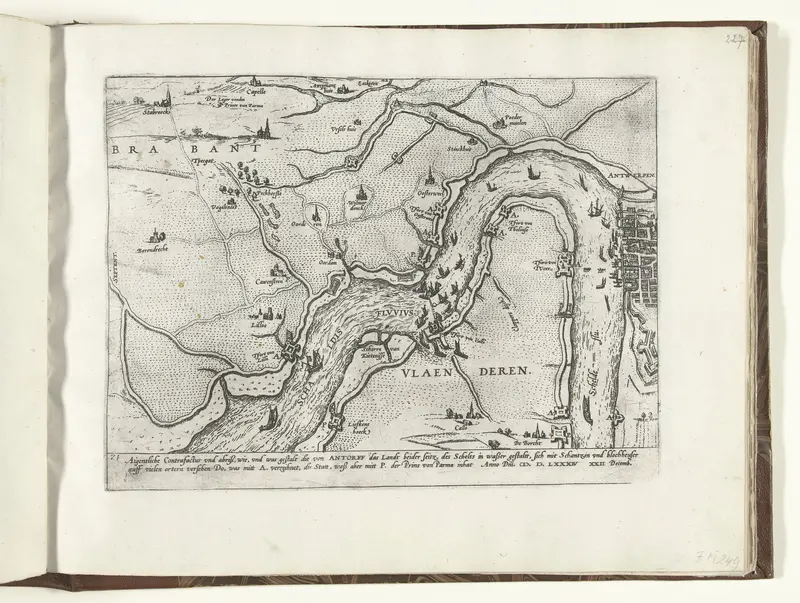 Kaart van de fortificaties langs de Schelde, 1584 Wall Art by Frans Hogenberg - High-Resolution Digital Print