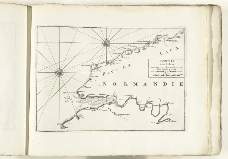 Kaart van de Franse kust tussen Dieppe en Honfleur, ca. 1702 Wall Art by unknown - High-Resolution Digital Print