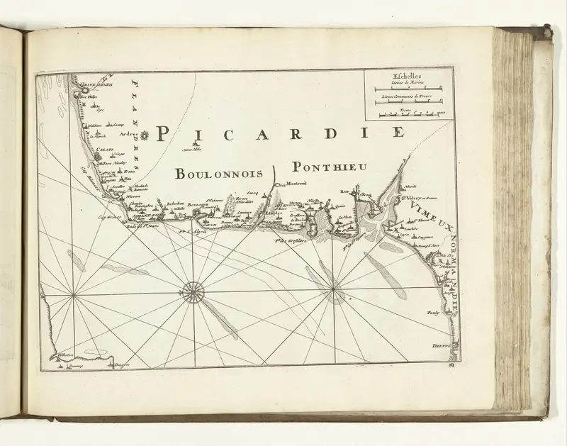 Kaart van de Franse kust tussen Gravelines en Dieppe, 1726 Wall Art by Pieter van der Aa (I) - High-Resolution Digital Print