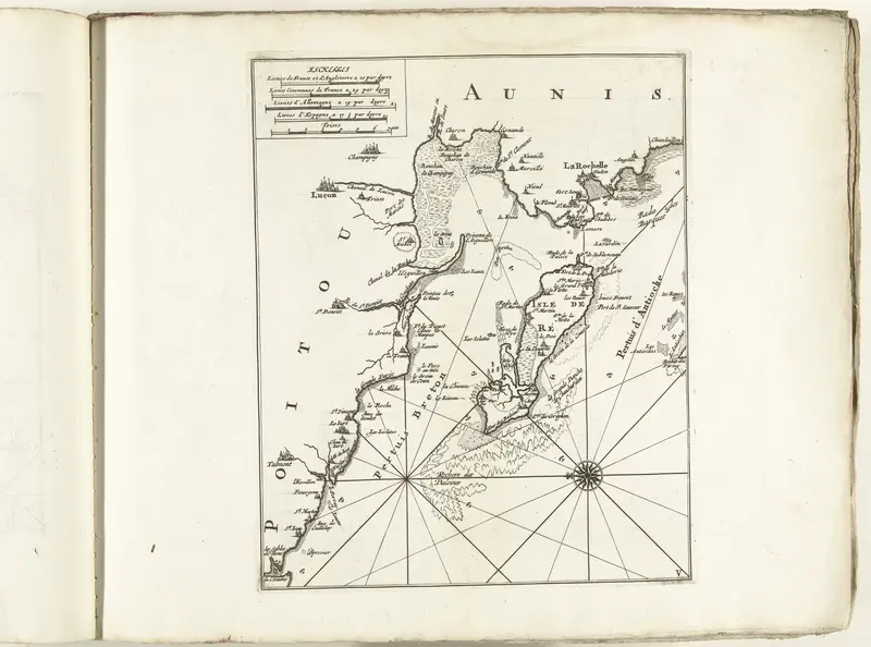 Kaart van de Franse westkust bij La Rochelle en Ile de Ré, ca. 1702 Wall Art by unknown - High-Resolution Digital Print