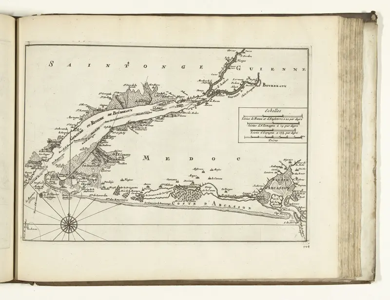 Kaart van de Franse westkust met de monding van de Garonne en Dordogne, 1726 Wall Art by Pieter van der Aa (I) - High-Resolution Digital Print