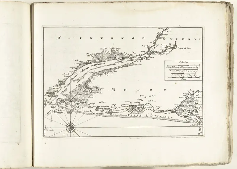 Kaart van de Franse westkust met de monding van de Garonne en Dordogne, ca. 1702 Wall Art by unknown - High-Resolution Digital Print