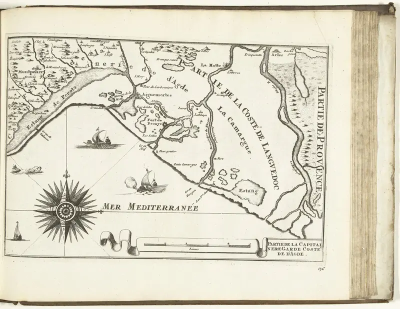 Kaart van de Franse zuidkust bij Montpellier, 1726 Wall Art by anonymous - High-Resolution Digital Print