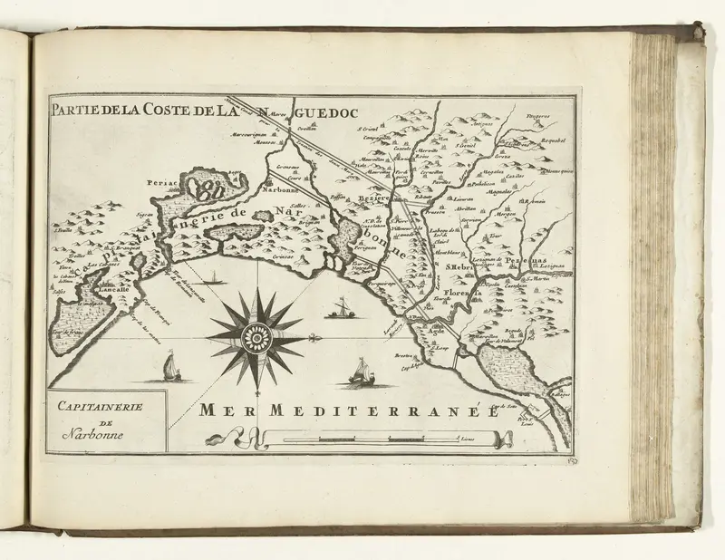 Kaart van de Franse zuidkust bij Narbonne, 1726 Wall Art by anonymous - High-Resolution Digital Print
