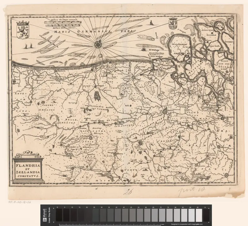 Kaart van de graafschappen Vlaanderen en Zeeland Wall Art by Caspar Merian - High-Resolution Digital Print