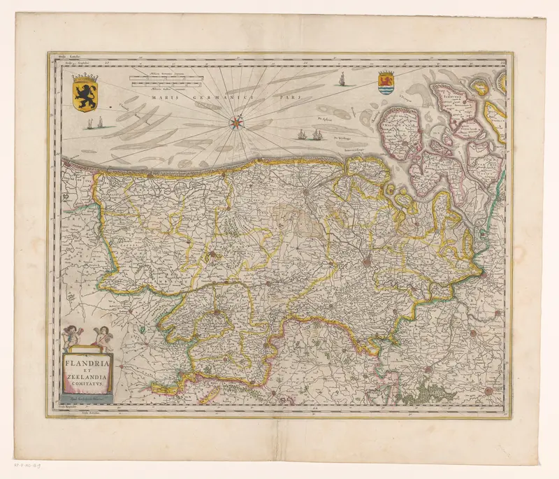 Kaart van de graafschappen Vlaanderen en Zeeland Wall Art by anonymous - High-Resolution Digital Print