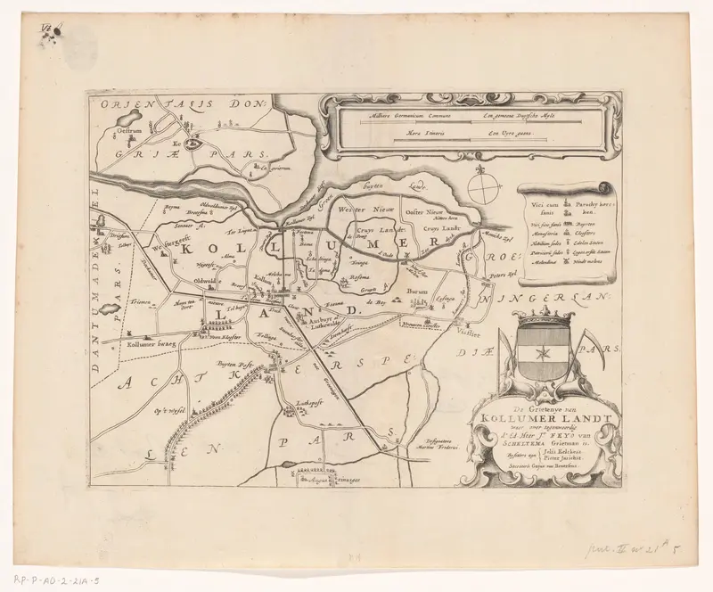 Kaart van de grietenij Kollumerland en Nieuwkruisland Wall Art by Unknown - High-Resolution Digital Print