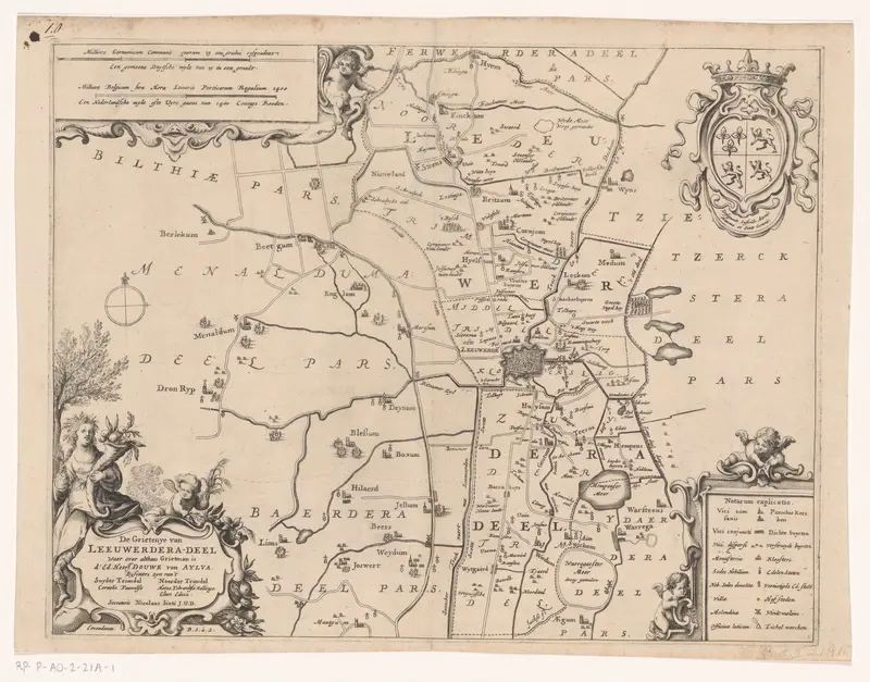 Kaart van de grietenij Leeuwarderadeel Wall Art by Unknown - High-Resolution Digital Print