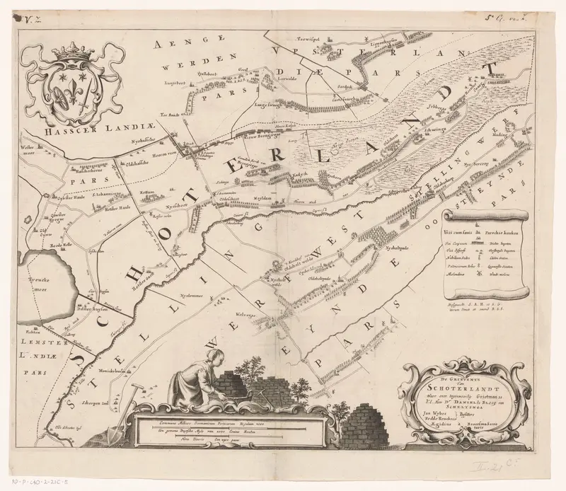 Kaart van de grietenij Schoterland Wall Art by Unknown - High-Resolution Digital Print