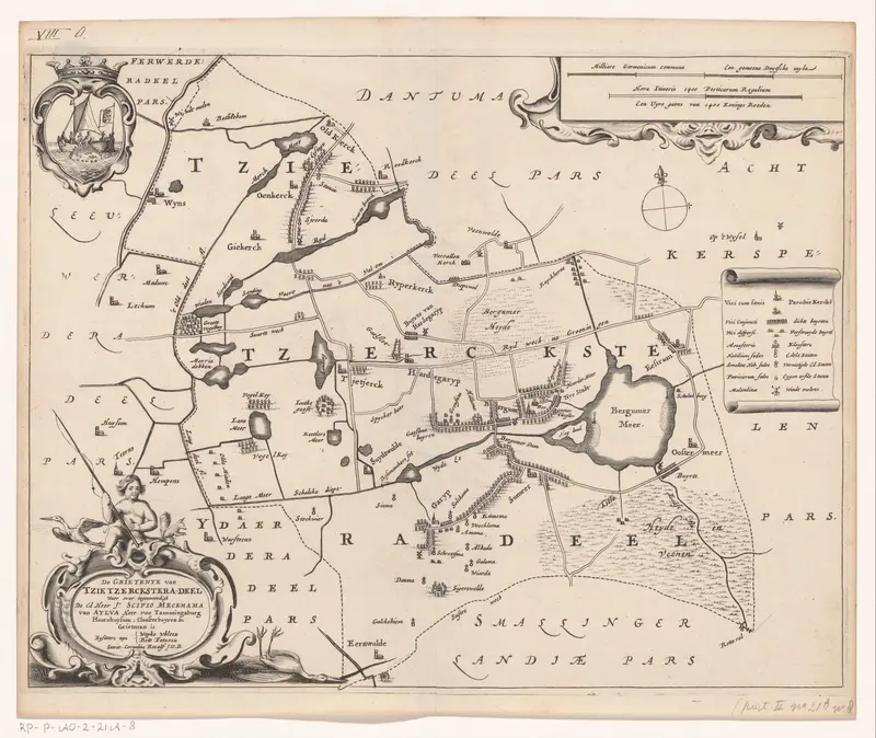 Kaart van de grietenij Tietjerksteradeel Wall Art by Unknown - High-Resolution Digital Print