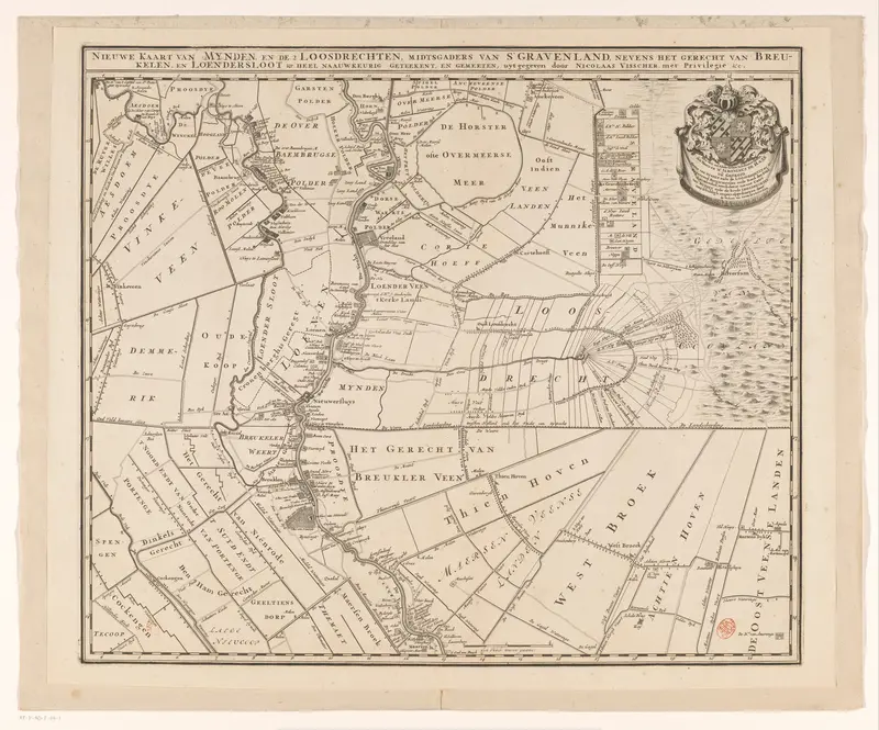 Kaart van de heerlijkheden Mijnden en beide Loosdrechten, 's Gravenland, Breukelen en Loenersloot Wall Art by anonymous - High-Resolution Digital Print