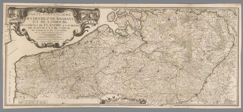 Kaart van de hertogdommen Brabant en Limburg en van de graafschappen Vlaanderen, Artesië, Henegouwen en Namen Wall Art by Unknown - High-Resolution Digital Print