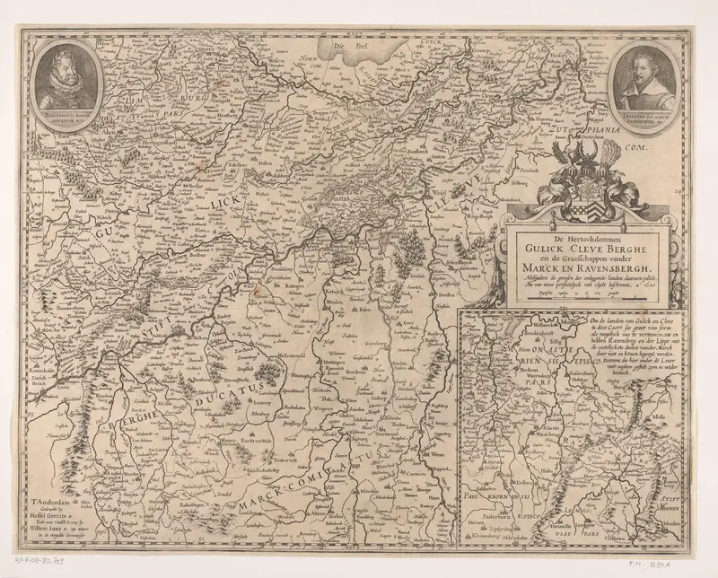Kaart van de hertogdommen Gulik, Kleef en Berg, strijdtoneel van de Gulik-Kleefse kwestie, 1610 Wall Art by Unknown - High-Resolution Digital Print