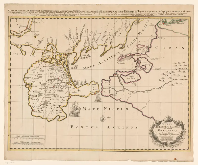 Kaart van de Krim tijdens de Russisch-Turkse Oorlog (1735-1739) Wall Art by anonymous - High-Resolution Digital Print