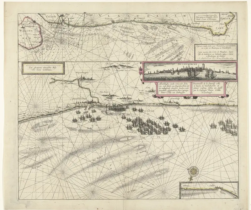 Kaart van de kust bij Duinkerke en van de Vlaamse kust van Walcheren tot Boulogne, 1631 Wall Art by anonymous - High-Resolution Digital Print