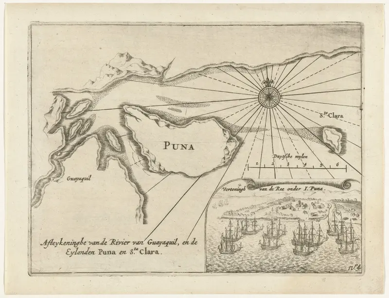 Kaart van de kust bij Guayaquil en het eiland Puná, 1624 Wall Art by anonymous - High-Resolution Digital Print