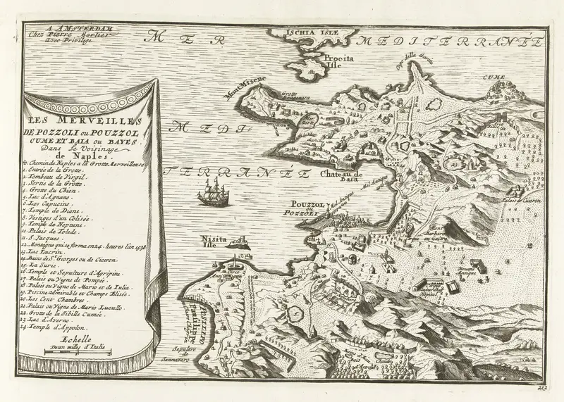 Kaart van de kust bij Pozzuoli, ca. 1702 Wall Art by anonymous - High-Resolution Digital Print