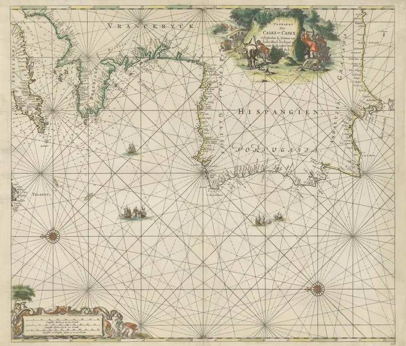 Kaart van de kust tussen Calais en Cadiz Wall Art by Unknown - High-Resolution Digital Print
