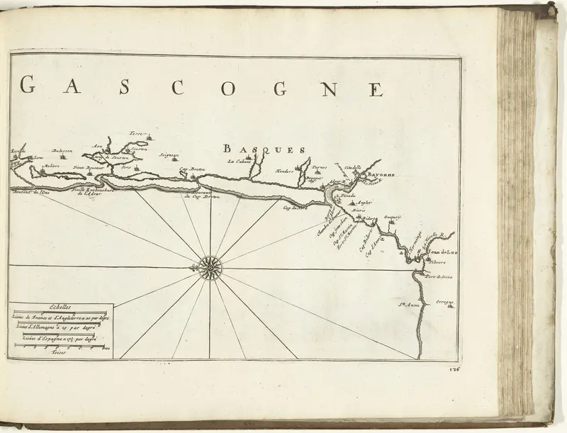 Kaart van de kust van Gascogne bij Bayonne, 1726 Wall Art by Pieter van der Aa (I) - High-Resolution Digital Print