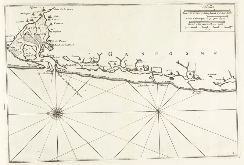 Kaart van de kust van Gascogne, ca. 1702 Wall Art by Pieter Mortier (I) - High-Resolution Digital Print