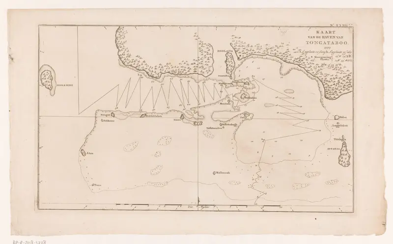 Kaart van de kust van het eiland Tongatapu in de Grote Oceaan Wall Art by Johannes Allart - High-Resolution Digital Print