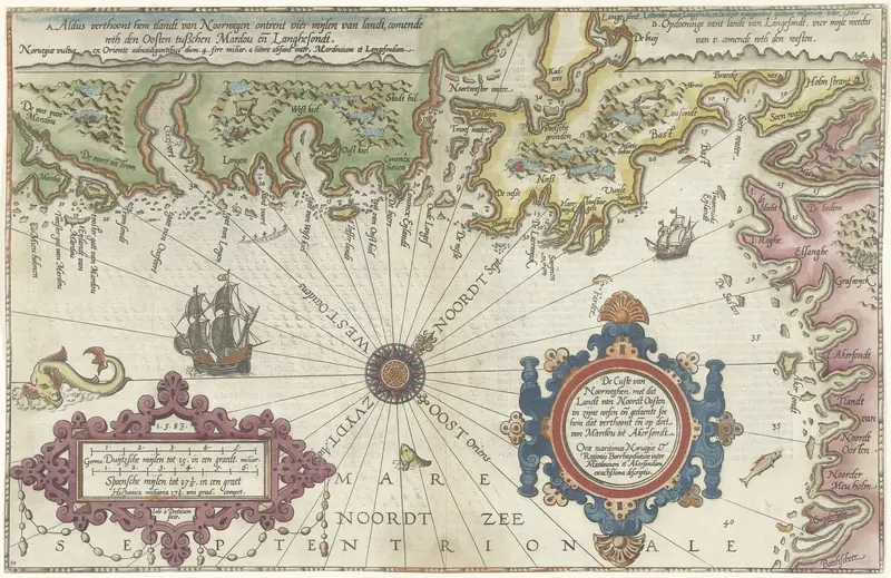 Kaart van de kust van Noorwegen en Zweden tussen Merdøy en Uddevalla Wall Art by Joannes van Doetechum (I) - High-Resolution Digital Print