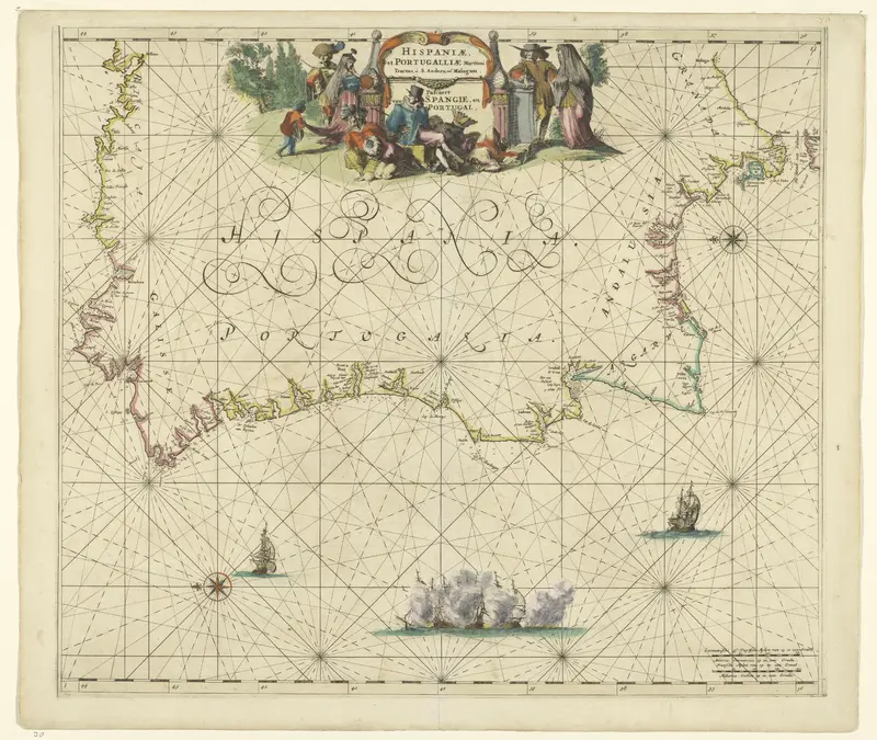 Kaart van de kust van Spanje en Portugal Wall Art by Frederik de Wit - High-Resolution Digital Print