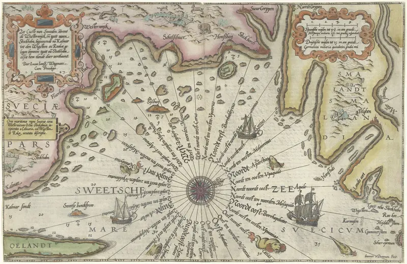 Kaart van de kust van Zweden tussen Kalmar en Stockholm Wall Art by Unknown - High-Resolution Digital Print