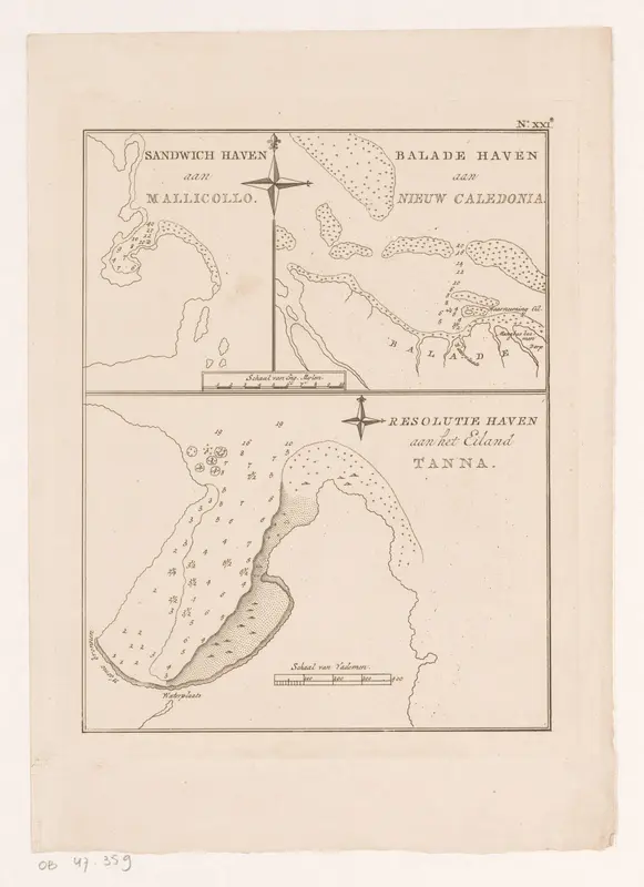 Kaart van de kusten van de eilanden Malakula, Nieuw-Caledonië en Tanna Wall Art by Isaac van Cleef - High-Resolution Digital Print