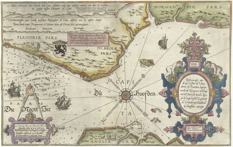 Kaart van de kusten van Vlaanderen, Normandië en Engeland Wall Art by Unknown - High-Resolution Digital Print