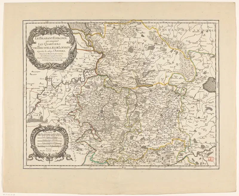 Kaart van de kwartieren van Brussel, Leuven en Antwerpen Wall Art by anonymous - High-Resolution Digital Print