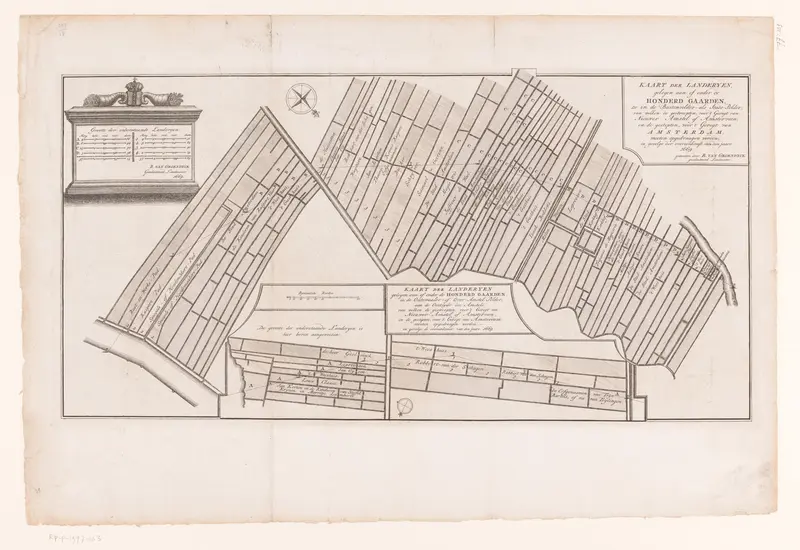Kaart van de landerijen in Buitenveldert te Amsterdam Wall Art by anonymous - High-Resolution Digital Print