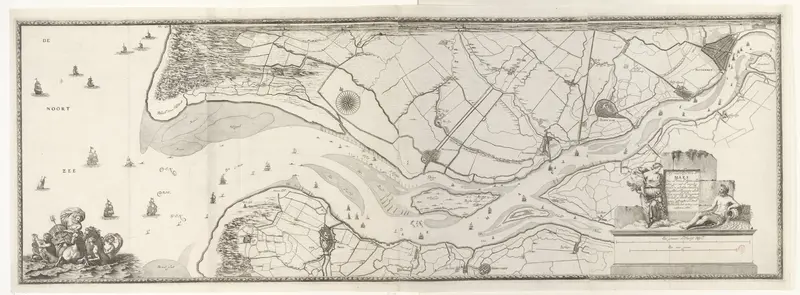 Kaart van de Maas van Rotterdam tot de Noordzee Wall Art by Jacob Quack - High-Resolution Digital Print
