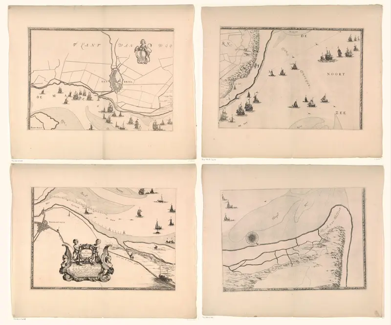 Kaart van de Maasmonding met postroutes (deel linksboven) Wall Art by Joost van Geel - High-Resolution Digital Print