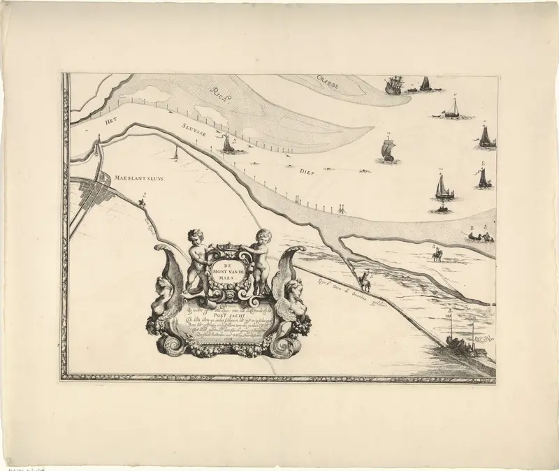 Kaart van de Maasmonding met postroutes (deel linksonder) Wall Art by Joost van Geel - High-Resolution Digital Print