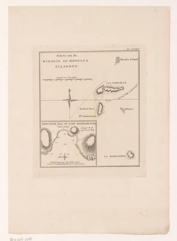 Kaart van de Markiezenarchipel in de Grote Oceaan Wall Art by Johannes Allart - High-Resolution Digital Print