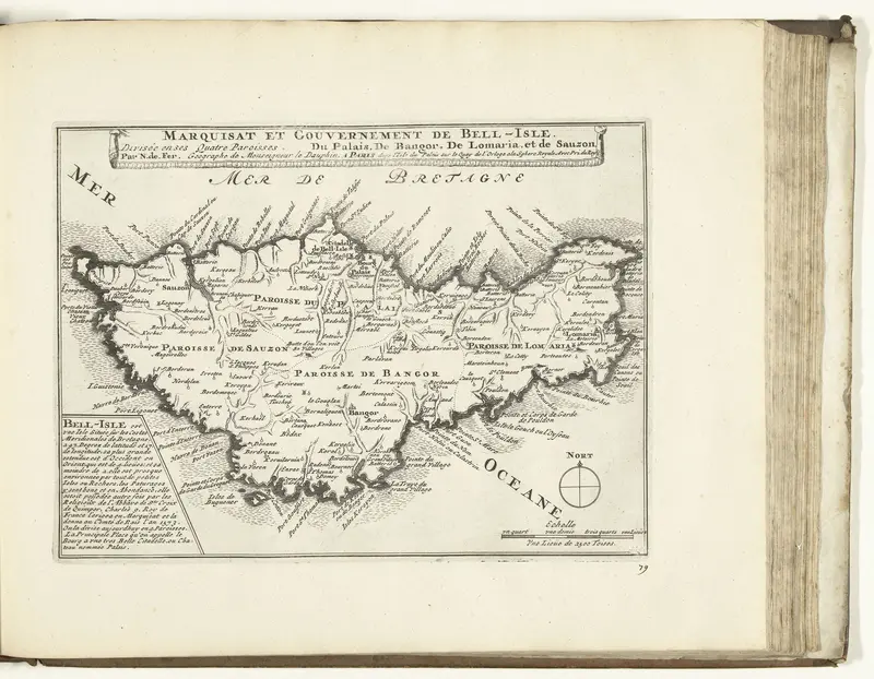 Kaart van de markizaat van Belle Ile, 1726 Wall Art by Pieter van der Aa (I) - High-Resolution Digital Print
