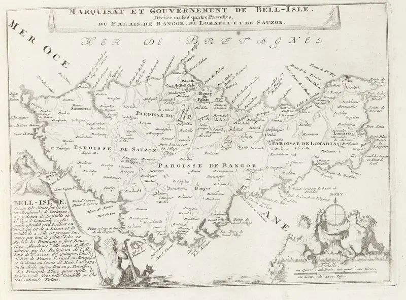 Kaart van de markizaat van Belle Ile, ca. 1693-1695 Wall Art by Nicolas de Fer - High-Resolution Digital Print