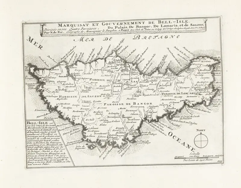 Kaart van de markizaat van Belle Ile, ca. 1702 Wall Art by unknown - High-Resolution Digital Print