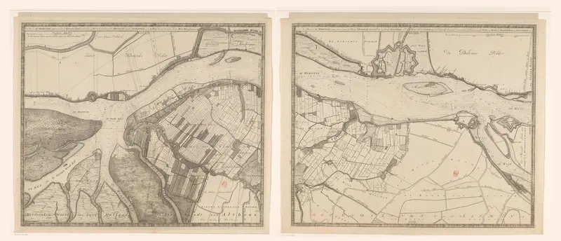 Kaart van de Merwede, bestaande uit twee delen Wall Art by Nicolaas Cruquius - High-Resolution Digital Print