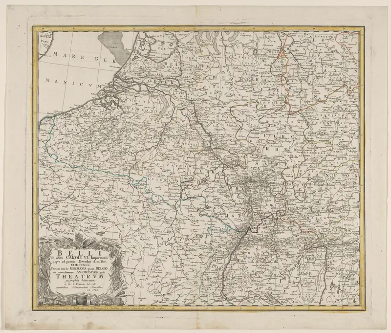 Kaart van de Nederlanden en een deel van Frankrijk en Duitsland Wall Art by anonymous - High-Resolution Digital Print