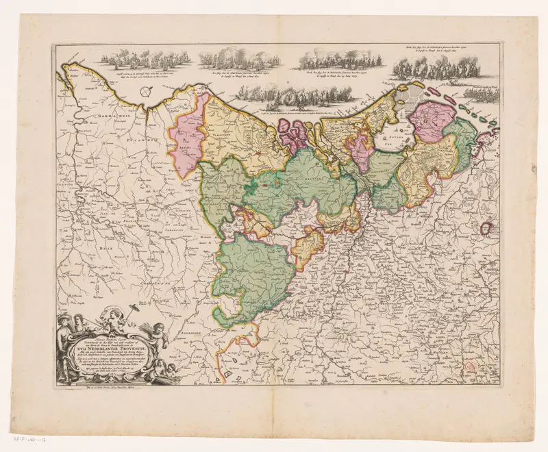 Kaart van de Nederlanden met de oorlogssituatie van 1672-73 Wall Art by anonymous - High-Resolution Digital Print