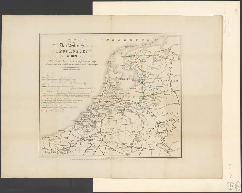 Kaart van de Nederlandse spoorlijnen, 1859 Wall Art by anonymous - High-Resolution Digital Print
