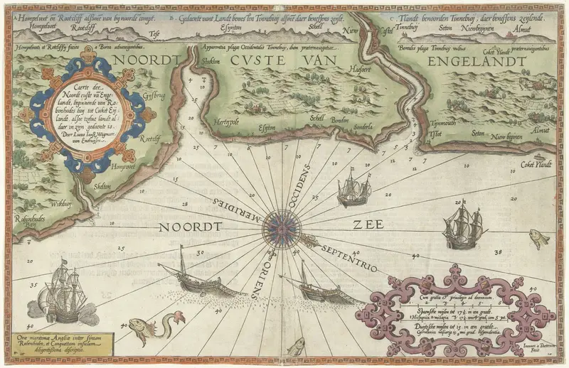 Kaart van de noordkust van Engeland bij Newcastle upon Tyne Wall Art by Unknown - High-Resolution Digital Print
