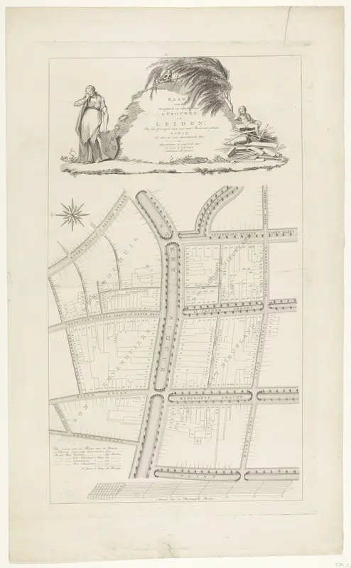 Kaart van de Omgestorte en onherstelbare Gebouwen te Leiden; Bij het springen van een met Buskruid geladen Schip, Op den 12 van Louwmaand 1807 Wall Art by anonymous - High-Resolution Digital Print