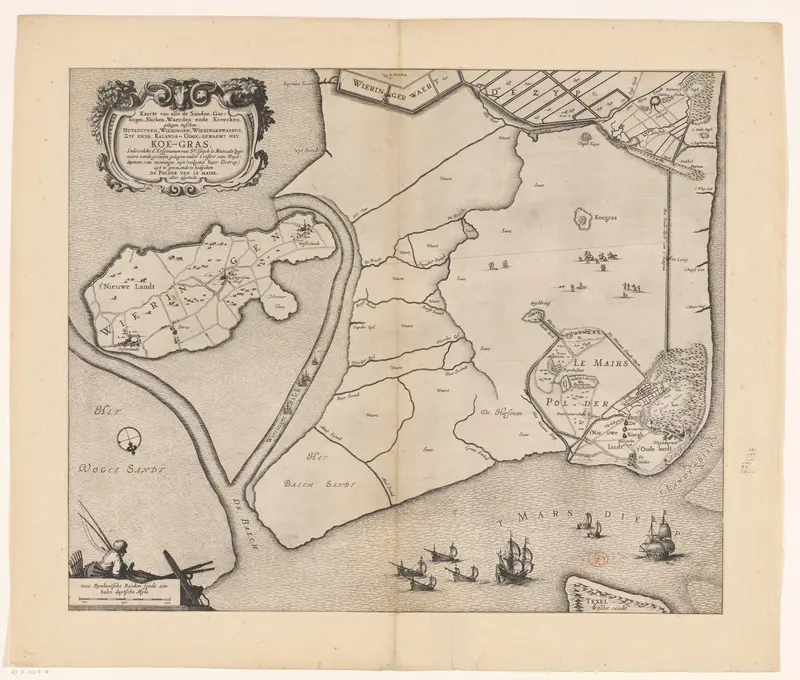Kaart van de polder het Koegras met daarop de Le Maires polder Wall Art by anonymous - High-Resolution Digital Print