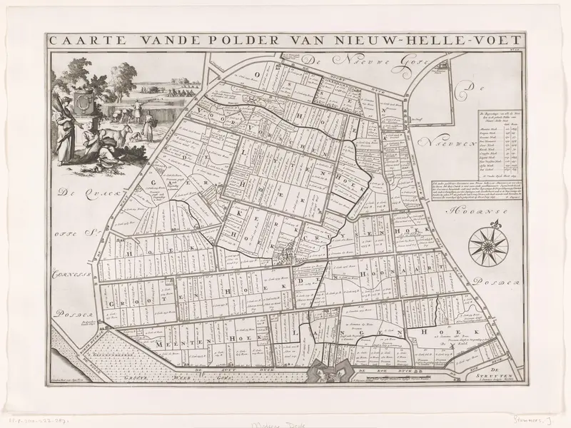 Kaart van de polder Nieuw-Helvoet. Wall Art by Unknown - High-Resolution Digital Print