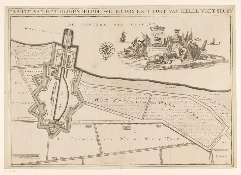 Kaart van de polder 't Weergors en Hellevoetsluis Wall Art by Unknown - High-Resolution Digital Print