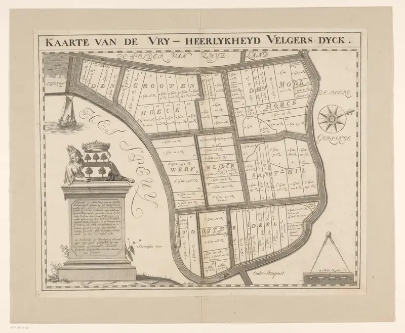 Kaart van de polder Velgersdijk Wall Art by anonymous - High-Resolution Digital Print